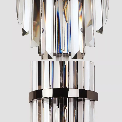 Living Room Cylinder Wall Lamp Clear Crystal Two Lights Modern Stylish Sconce Wall Light