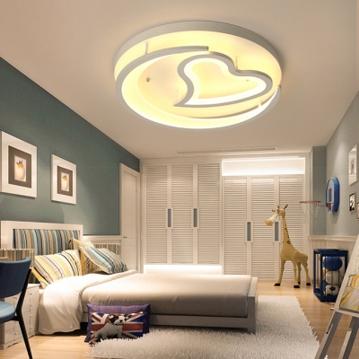 Loving Heart Crescent Bedroom Ceiling Lamp Acrylic Modern LED Flush Ceiling Light in Warm/White