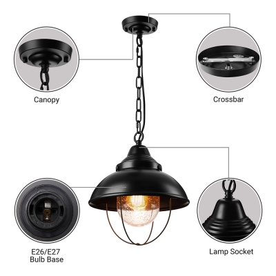 Mini-Pendant Light with Clear Glass in Black