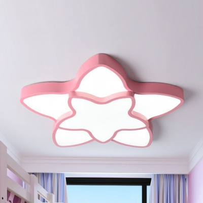 Modern Stylish Star Ceiling Mount Light Acrylic Warm/White LED Ceiling Lamp in Blue/Pink/White/Yellow for Game Room
