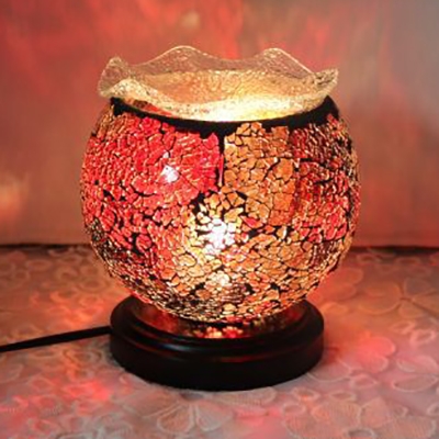 Moroccan Turkish Globe Night Light Metal Glass 1 Light Plug-In Table Light for Coffee Shop