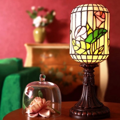 Vintage Style Beige Table Light Calla/Flower/Solid Color Single Light Glass Desk Light for Bedroom