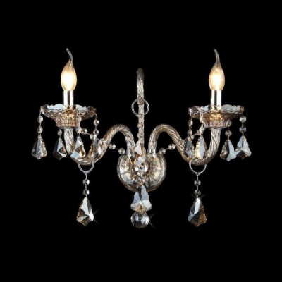 1/2/3 Bulbs Candle Sconce Light Elegant Stylish Clear Crystal Wall Lamp for Restaurant Hotel