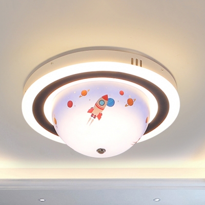 Rotatable Acrylic Ceiling Mount Light Cartoon Stepless Dimming Flush Light in Blue/Pink for Baby Bedroom