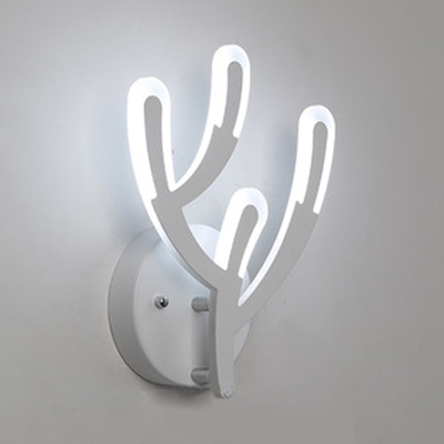 Nordic Style Antlers Sconce Light Acrylic White LED Wall Lamp in Warm/White for Kid Bedroom