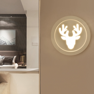 Antlers Stair Hallway Sconce Light Metal Nordic Black/White LED Wall Light in Warm/White