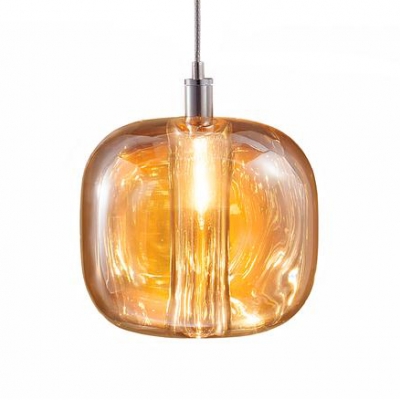 Amber/Clear/Smoke Stone-Like Mini Pendant Simple Glass Shade One Head Hanging Light for Bar Cafe