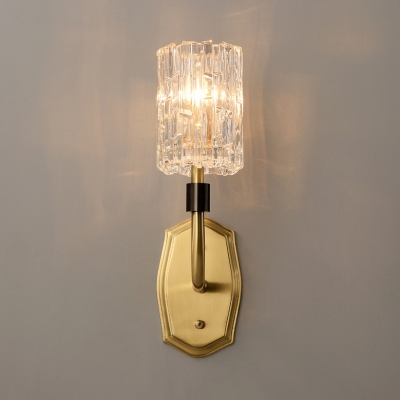 Antique Stylish Candle Wall Lamp Metal 1/2 Lights Brass Wall Sconce with Crystal Shade for Stair