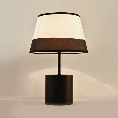 Black/Blue Tapered Shade Table Lamp Nordic Style Fabric 1-Head Night Light for Bedroom