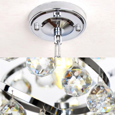 Chrome Swirl Pendant Light with Glittering Crystal 1 Light Luxurious Style Metal Chandelier for Foyer