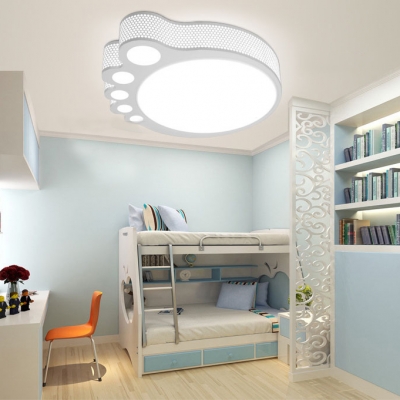 Cute Kid Foot Flush Mount Light Acrylic Third Gear/White LED Ceiling Lamp for Child Bedroom