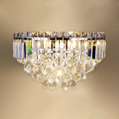 Elegant Style Wall Sconce with Crystal Bar & Ball Three Lights Wall Lamp for Study Room Bedroom