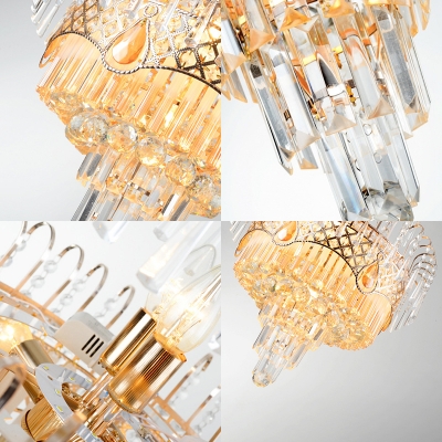 Fireworks Shaped Ceiling Pendant Royal Style Metal & Glamorous Crystal Chandelier in Gold for Restaurant
