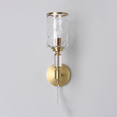 Front Door Candle Wall Light Dimple Glass 1/2 Heads Classic Gold Wall Lamp with Crystal Bead