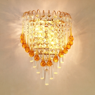 Luxurious Modern Gold Sconce Light Fireworks Shape Clear Crystal Metal Wall Light for Bedroom Hotel