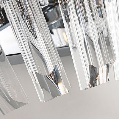 Metal Candle Wall Light with Linear Clear Crystal Simple Style Wall Lamp in Chrome for Restaurant