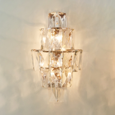 Modern Style Wall Sconce Glittering Clear Crystal Wall Lamp for Hotel Dining Room