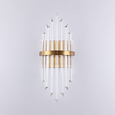 Modern Stylish Gold Wall Light Two Heads Linear Clear Crystal Wall Lamp for Bedroom Kitchen
