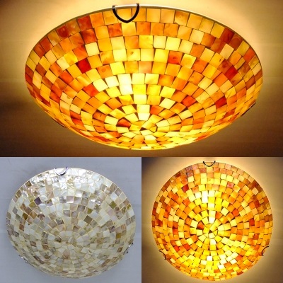 Mosaic Dome Shade Ceiling Mount Light Shell Glass Beige Flush For Balcony Dining Room Beautifulhalo Com - Mosaic Flush Mount Ceiling Lights