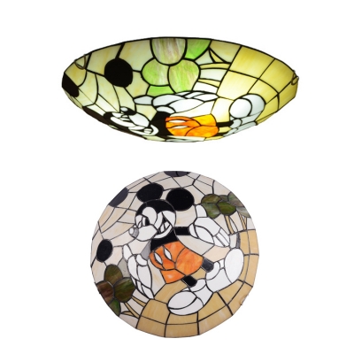Multi-Color Cartoon Mouse Ceiling Light Cartoon Stained Glass Flush Light for Living Room