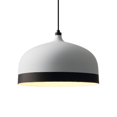 Nordic Cylinder/Dome Shade Hanging Light for Dining Room Metal 1 Head Pendant Lamp in Black