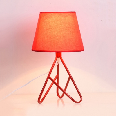 Nordic Tapered Shade Desk Light Fabric Shade Single Light Table Lamp in Black/Red/White/Yellow