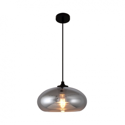Smoke Mirror Glass Mini Hanging Light Contemporary 1 Bulb Suspension Lamp for Bar Cafe Restaurant