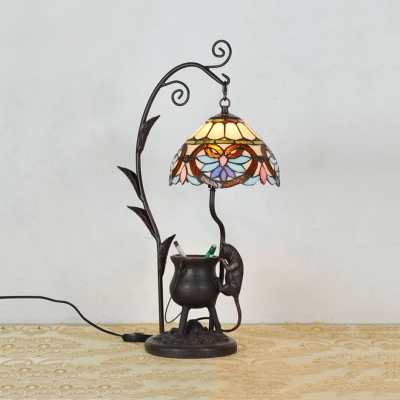 Victorian Ancient Tripod Mouse Table Light Stained Glass 1 Light Night Light for Bedroom