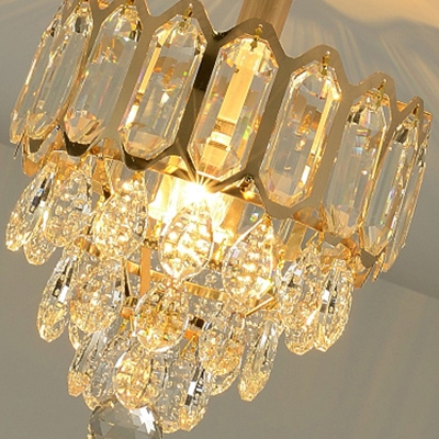 1 Light Cone Pendant Light Elegant Metal Hanging Light with Crystal in Gold for Cloth Shop
