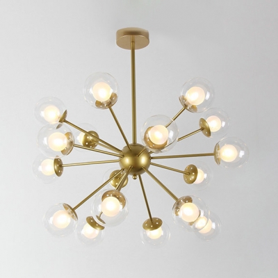 12/18 Light Sputnik Hanging Lamp Contemporary Style Glass Chandelier in Black/Gold for Villa