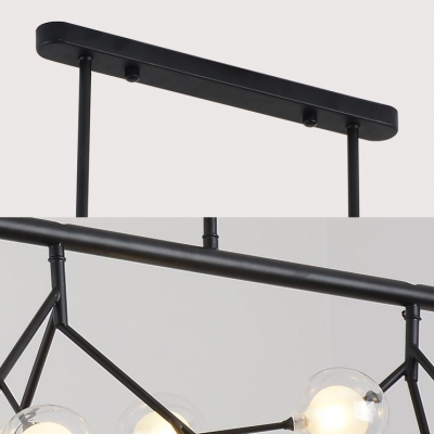 Amber/Frosted Glass Grape Island Chandelier 27 Heads Modern Style Island Light in Black for Shop