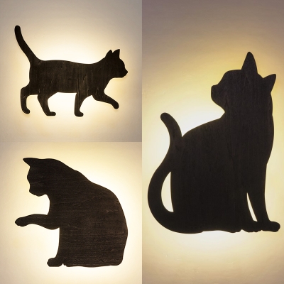 Black Cat LED Sconce Light Modern Stylish Metal Wall Lamp with Warm Lighting for Dining Room