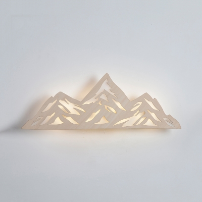 Art Deco Mountain Wall Light Wood Beige/Gold LED Sconce Light with Warm Lighting for Adult Bedroom