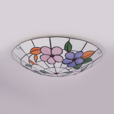 Blossom Dining Room Ceiling Mount Light Stained Glass Rustic Tiffany Flush Ceiling Light