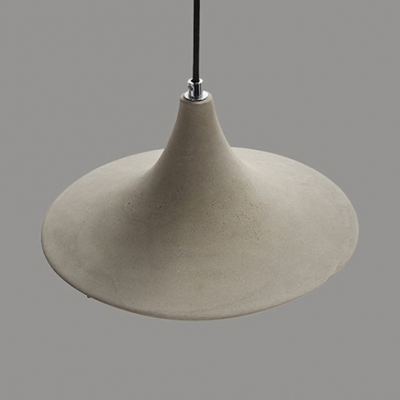 Cement Flared Shade Cord Hanging Light Nordic Single Pendant Lamp in Gray for Cafe Restaurant