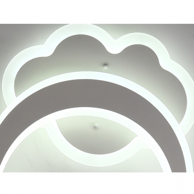 Child Bedroom Crescent Cloud Flushmount Light Acrylic Modern Style Stepless Dimming/Warm/White LED Ceiling Lihgt