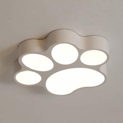 Contemporary Foot/Star/Y-Shaped Flush Light Acrylic Stepless Dimming Ceiling Lamp in White for Kindergarten