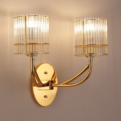 Contemporary Rectangle Wall Light Clear Crystal 1/2 Light Gold Sconce Light for Corridor