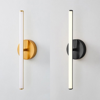 Linear LED Wall Lamp for Bedroom Hallway Post Modern Metal 1 Light Wall Sconce in Black/Gold