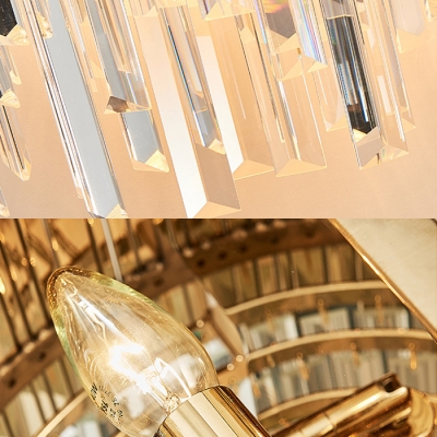 Luxurious Style Flute Sconce Light Metal Clear Crystal Gold Finish Wall Light for Stair Bedroom