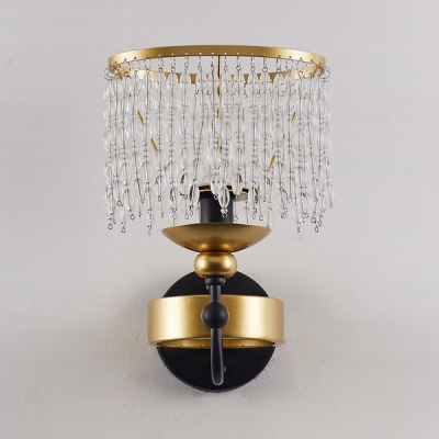 Traditional Candle Wall Light Metal One Light Gold Sconce Light with Crystal Bead for Dining Room