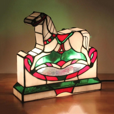 Stained Glass Gift/Horse Table Light Tiffany Lovely Night Light for Kid Gift Home Deco
