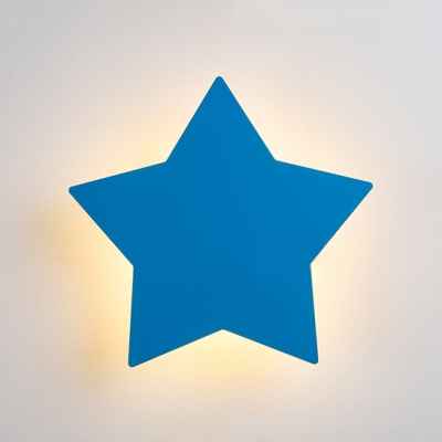 Kids Star LED Wall Light Wood Sconce Lamp in Blue/Beige/White/Yellow for Girls Bedroom Game Room