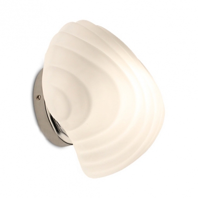 Milk Glass Shell Shaped Wall Light One Light Modern Style LED Sconce Light in White for Dining Room