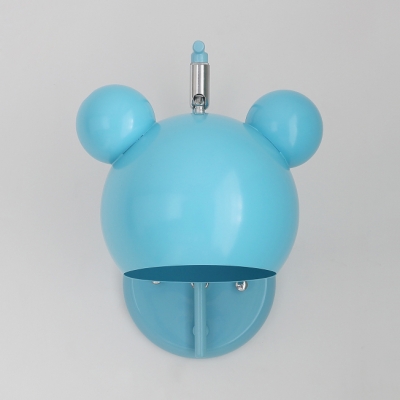 Modern Globe Wall Sconce Metal One Light Blue/Pink Rotatable Sconce Light for Child Bedroom