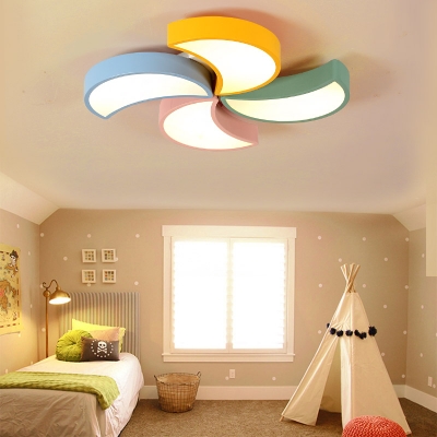 Cartoon Toy Windmill Flush Mount Light 4 Blades Acrylic Ceiling Lamp with Stepless Dimming/White Lighting for Kindergarten