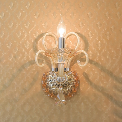 Chrome Candle Sconce Light 1/2 Heads Classic Stylish Crystal Sconce Light for Hallway Bedroom