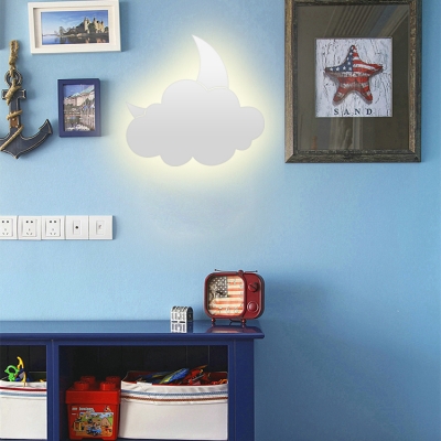 Cloud/Sun/Whale LED Sconce Light Kids Acrylic Sconce Lamp with White/Yellow Lighting for Child Bedroom