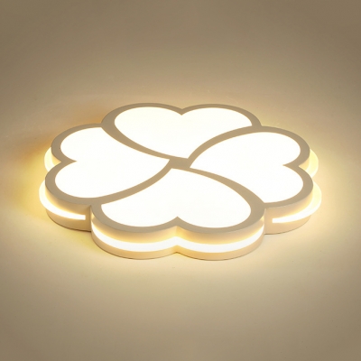 Contemporary Heart Petal Ceiling Lamp Acrylic Warm/White Lighting LED Flush Mount Light in White for Bedroom