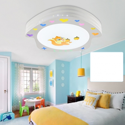 Cute White LED Ceiling Lamp Squirrel Metal Acrylic Stepless Dimming/Warm/White Flush Mount Light